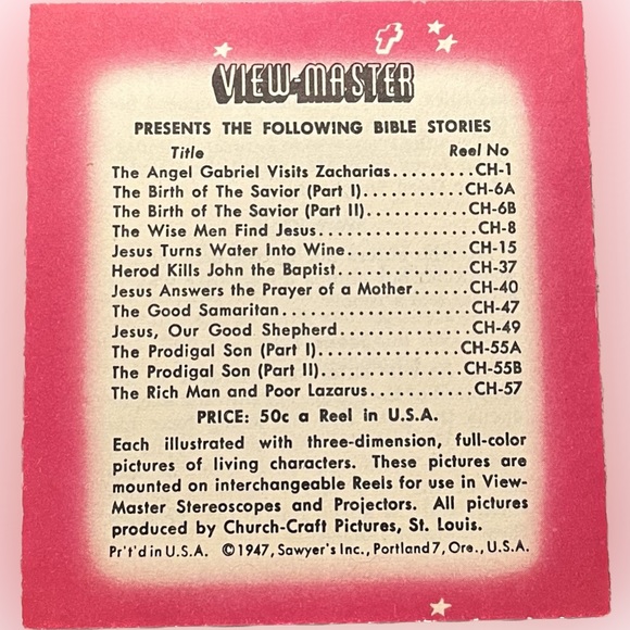 🎈2/$20 - VIEW-MASTER Reel CH-49 “A Bible Story in 3D” 1947. - Picture 4 of 6